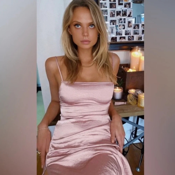 Motel Bonita Satin Slip Maxi Dress Rose XS NWT - Picture 1 of 7